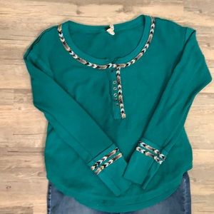 Free People thermal layer top Size M color Green